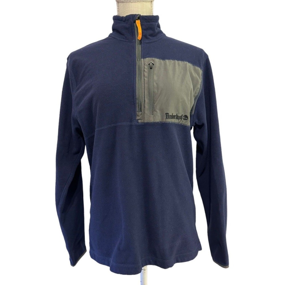 Timberland‎ Mens Fleece 3/4 Zip Up Jacket Size M Long Sleeve Blue Outerwear